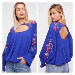 FREE PEOPLE Lita Embroidered Pull Over Blouse